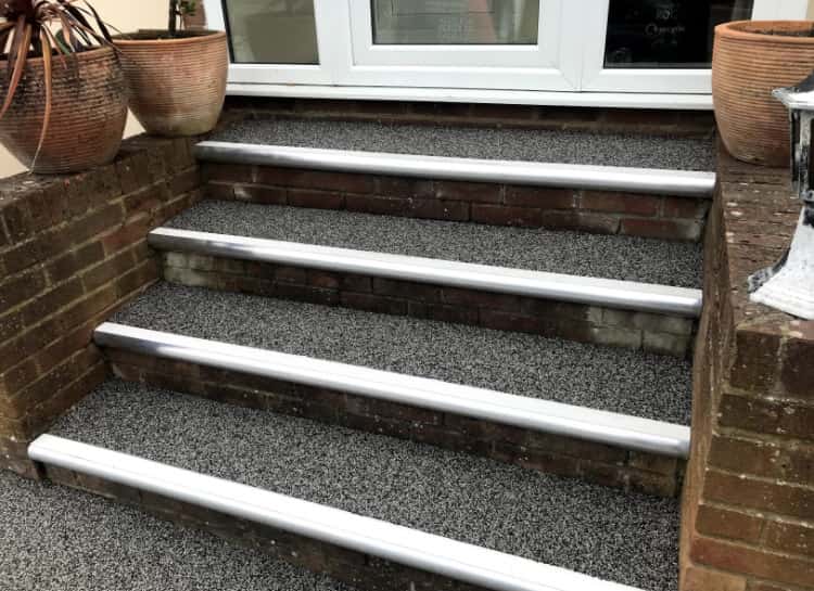 This is a photo of a Resin bound stair path carried out in Newport. All works done by Resin Driveways Newport